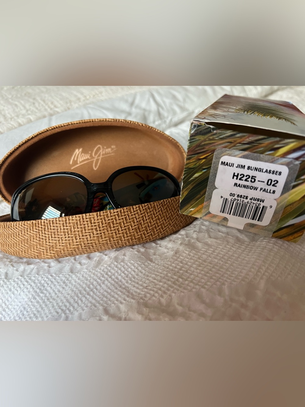 Maui Jim Black Frame Sunglasses with Brown Woven Case